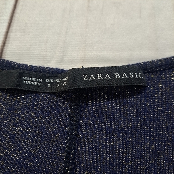 ZARA Basic Blue With Gold Shirt Size S - Picture 4 of 11